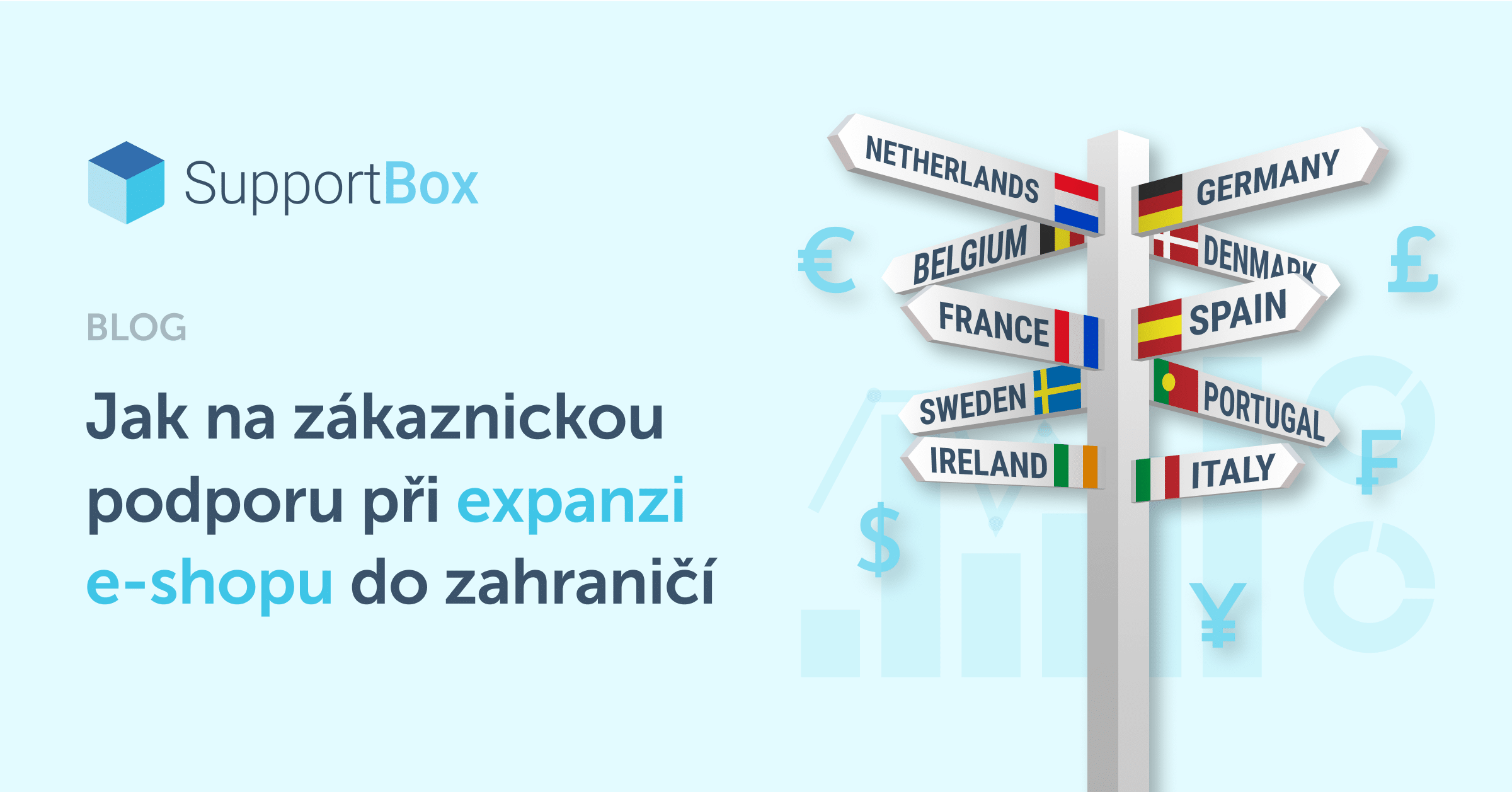 rozcestník s evropskými zeměmi symbolizující expanzi e-shopu do zahraničí